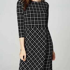 J Jill Wearever Collection Faux Wrap Stretch Black White Windowpane Womens XS